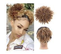 Horquilla Moño de moño de pelo sintético for mujeres negras, Afro Kinky Curly Bun Extensión de cabello Postizos Afro Puff Banda de goma elástica Extensión de cola de caballo Para sujetar y decorar el