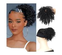 Horquilla Moño de moño de pelo sintético for mujeres negras, Afro Kinky Curly Bun Extensión de cabello Postizos Afro Puff Banda de goma elástica Extensión de cola de caballo Para sujetar y decorar el