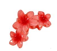 Horquilla para el pelo de 11 cm, color caramelo, 3 flores, color dulce, grande, gradiente, tiburón, accesorios para el pelo, para mujeres y niñas (T-rojo)