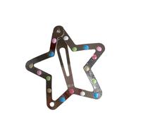 Horquilla para el pelo de aleación con apliques de puntos coloridos, plateado/negro, para vacaciones, carnavales, coleta de caballo, flequillo para niña