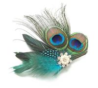 Horquilla para el pelo de pavos reales para mujer, tocado con diamantes de imitación, para cóctel, fiesta, estilo francés