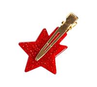 Horquilla para el pelo del alfabeto de cinco puntas de estrella dorada en polvo acrílico de color sólido, horquilla lateral para niñas (G, 6 x 4 x 1 cm)