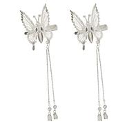 Horquilla para el pelo en forma de mariposa temblorosa con perlas y borlas, accesorios para fotos, joyería para el cabello, tocado de perlas de hada de ninfa