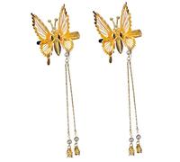 Horquilla para el pelo en forma de mariposa temblorosa con perlas y borlas, accesorios para fotos, joyería para el cabello, tocado de perlas de hada de ninfa