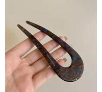 Horquilla para el pelo en forma de U, acetato, carey francés, en forma de U, horquilla retro para mujer, horquillas chinas, accesorios para el cabello (marrón)