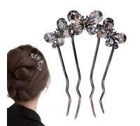 Horquilla para el pelo francés, aleación de 9,5 x 5 cm, 25 g, horquillas | para el pelo de boda, con diamantes de imitación en forma de U, para peinados nupciales, accesorios de graduación y elegante