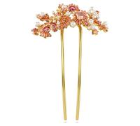 Horquilla para el pelo Gema, Perla de cristal, Tallas mixtas, Flor, Rosa, Baño tono oro OS