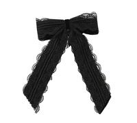 Horquilla para el pelo para uso diario, con lazo de encaje y corazón, cinta de seda, color negro, rojo, blanco, opción para mujer