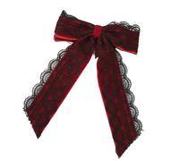 Horquilla para el pelo para uso diario, con lazo de encaje y corazón, cinta de seda, color negro, rojo, blanco, opción para mujer