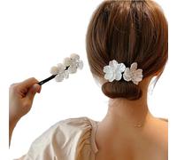 Horquilla para hacer moños mágicos con forma de flor de concha, para hacer moños, con lazo, perla, plato para el pelo, artefacto para mujer, 1 unidad