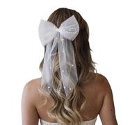 Horquilla para novia con velo y lazo para niñas, balletcore y perlas para desfiles, bailes, princesas, accesorios para el cabello, accesorios para el escenario