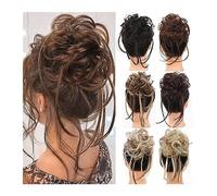 Horquilla Sintético Messy Bun Hair Piece Extensiones de moño de pelo rizado con colas rectas Banda elástica Curly Chignon Postizos falsos Extensiones de cola de caballo for mujeres Para sujetar y deco