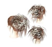 Horquilla Tousled Updo Messy Bun Hair Piece Straight Curly Mix Extensiones de cola de caballo Fake Synthetic Elastic Band Scrunchies Hairpiece for mujeres niñas Para sujetar y decorar el cabello(Q17 7