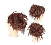 Horquilla Tousled Updo Messy Bun Hair Piece Straight Curly Mix Extensiones de cola de caballo Fake Synthetic Elastic Band Scrunchies Hairpiece for mujeres niñas Para sujetar y decorar el cabello(Q17 3