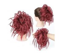 Horquilla Tousled Updo Messy Bun Hair Piece Straight Curly Mix Extensiones de cola de caballo Fake Synthetic Elastic Band Scrunchies Hairpiece for mujeres niñas Para sujetar y decorar el cabello(Q17 B