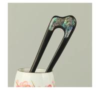 Horquilla vintage de madera ébano negro for el pelo, accesorio creativo cola pez, pinza estilo palacio(Color 02)