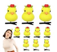 Horquillas amarillas para el pelo de pato amarillo, lindas pinzas de pelo de pato amarillo, juego de 10 horquillas de felpa de animales, horquillas de pelo de pato amarillo , divertidas pinzas de