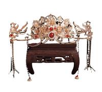 Horquillas chinas, Corona for el pelo con accesorios Hanfu, horquilla versátil con forma de escalón, color amarillo