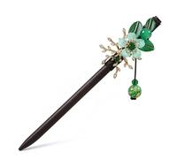 Horquillas chinas para el pelo para mujer, elegantes palillos de madera con borla y flor, accesorios asiáticos vintage para recogidos (7 pulgadas), palitos chinos