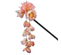 Horquillas con Borlas Palillos de madera for el pelo con diseño flor china, accesorios Hanfu for mujer, horquillas borlas perla, palillos seda hada, tenedores, joyería novia