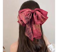 Horquillas con lazo, serpentinas, lazos, clips con resorte, parte posterior de la cabeza, accesorios for el cabello, horquillas de Año Nuevo/9248 (Color : Red oversized bow streamer hairpin)
