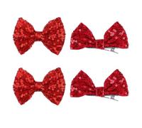 Horquillas De 4 Piezas Con Lazo Rojo, Accesorios Para El Cabello Bordados A Mano Con Lentejuelas, Úselo Firmemente Sin Dañar El Cabello, Tocado Para Fiestas Navideñas.