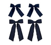 Horquillas De 4 Piezas Con Lazo Y Cinta, Horquillas De Serpentina Elees, Horquillas De Niña Azul Oscuro, Horquillas De Cola De Caballo Simples Y Versátiles, Ropa Para Usar Con Accesorios.