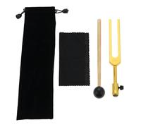 Horquillas de afinación doradas de 528 Hz con accesorio de patas de afinación, horquillas de afinación Solfeggio de 528 Hz con martillo y paño de limpieza para meditación, yoga, alivio del estrés,