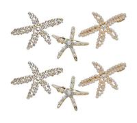 Horquillas De Estrella De Mar De Perlas De 6 Piezas, Horquillas De Diamantes De Imitación Brillantes, Accesorios Antideslizantes Para El Cabello Para Niñas, Decoraciones De Estilo Nupcial.