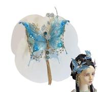 Horquillas de Flores con Garra,Pinzas Brillantes de Estilo Chino | Diadema de con Lazo de Seda Brillante en Color Rosa para Jóvenes en Fiestas Bodas Escuela Baile