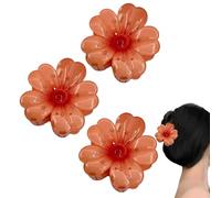 Horquillas De Garra Con Flores, 3 Piezas De Para El Estilo Y Peinados | Horquillas Hawaianas Para Las Vacaciones - Para Niñas Novia Hermana Hija Madre Y Ella