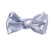 Horquillas de Lazo 10PCS 9.5CM Sparkling Leather Hair Bow For Clips Metallic Fabric Bowknot Tie For Hairpins Headband Accessories(Silver,With clip)