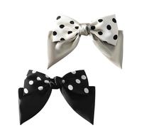 Horquillas de Lazo 2pcs Bows Clip,Vintage Dot Barrette Hair,Large Clips With Fabric Satin Bowknot,Women's With Bow
