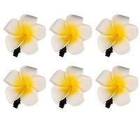 Horquillas de pelo de plumeria hawaiana, 12 unidades, estilo bohemio, con flores, cocodrilo, pasador de hibisco, para fiesta de playa, boda, cosplay, accesorio hecho a mano