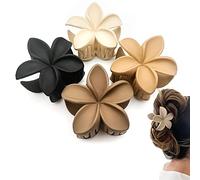 Horquillas hawaianas para el pelo con diseño de flores mates para mujer, pelo grueso y fino, grandes, lindas, antideslizantes, agarre fuerte, accesorios para el cabello (4 colores neutros)