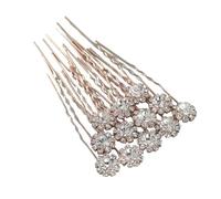 Horquillas MoñO 12PCS Simple Rhinestone Flower U-Shaped Hairpins For Women Classic Updo Hair Clips Party Accessories(Color4)