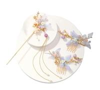 Horquillas MoñO Hanfu Hair Stick Hairpin Earrings Accessories Set Long Fringed Vintage Flower Handmade Wedding Jewelry(Color 04)
