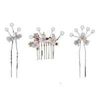 Horquillas MoñO Pearls Wedding Flower Hair Comb Bride Pins Clips Set Cute Fork Headpieces For Women Jewelry Accessory(J6796G)