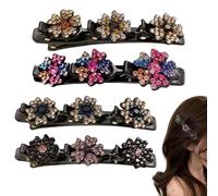 Horquillas para el cabello con diamantes de imitación para mujeres | 4 broches de flores de fantasía brillante - Accesorios de peluquería para mujeres niñas adolescentes escuela boda diaria