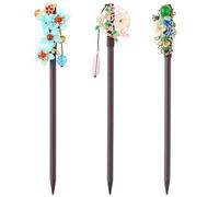 Horquillas para el cabello con flores, 3 uds., palillos chinos para el cabello de 7 pulgadas, palillos de madera para mujeres, exquisitos palitos DIY para moños, accesorios nupciales Cheongsam |.Pata