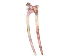 Horquillas para el cabello francesas, palos y horquillas en U | U Sticks Horquillas - Horquilla de 2 garras, horquilla de acetato de celulosa con pajarita para el cabello f