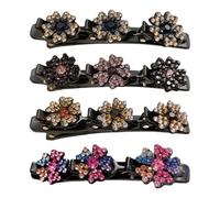 Horquillas para el pelo con brillantes - Juego de 4 broches decorativos para mujer, accesorios de peluquería para mujeres, niñas, adolescentes, escuela, boda, fiesta diaria