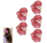 Horquillas para el pelo con flores de Phalaenopsis, mariposa realista, orquídea, floral, cocodrilo, flequillo lateral, horquillas (D 4PCS)