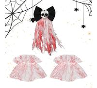 Horquillas para el pelo con forma de calavera, estilo gótico sangriento, para Halloween, 3 unidades con pulsera, para disfraces temáticos y representaciones
