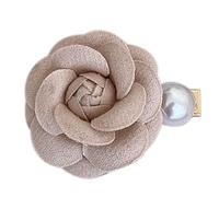 Horquillas para el pelo con forma de flor de camelia y perlas para niñas, clip de pelo de fieltro para mujer, pinza de pelo para cola de caballo