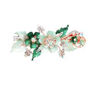 Horquillas para el pelo de flores verdes para mujer, con diamantes de imitación, mariposa, horquilla para el pelo, pasador para cola de caballo, cristal brillante, regalos elegantes, accesorios para