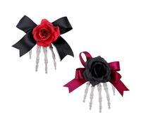 Horquillas para el pelo de Halloween con diseño de calavera, esqueleto, manos y huesos, clip de mano con lazo de rosas, garras, cráneo, accesorio para el pelo, accesorio para el pelo, accesorios para