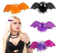Horquillas para el pelo de murciélago de Halloween, accesorios de disfraz para niños, horquillas aladas negras y moradas, decoración espeluznante para el cabello para Halloween