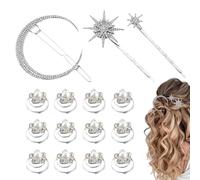 Horquillas para el pelo de pequeñas, 3pcs Horquilla de Estrella, 12pcs Pinza Pelo Pequeña con Diamante de Imitacióm, Clips Pelo Flor Kit Broche Estrella para Boda Fiesta Carnaval Oktoberfest