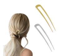 Horquillas Para El Pelo Francesas En Forma De U, Material MetáLico, Sencillas, Elegantes, De Superficie Lisa, CóModas De Llevar, Para Todos Los Accesorios De Peinado (Dorado, Plateado)